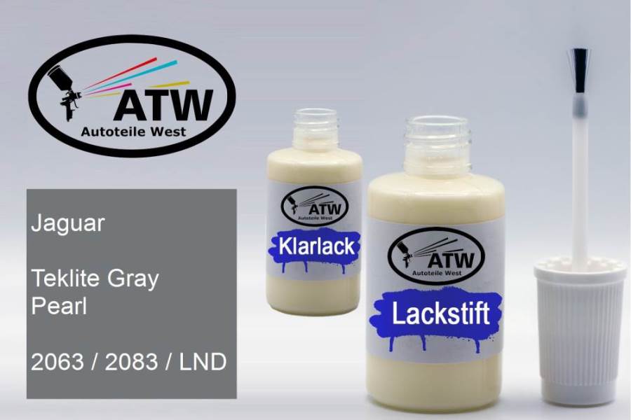 Jaguar, Teklite Gray Pearl, 2063 / 2083 / LND: 20ml Lackstift + 20ml Klarlack - Set, von ATW Autoteile West.